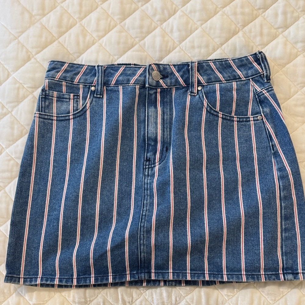 PacSun Blue and Pink Striped Mini Skirt